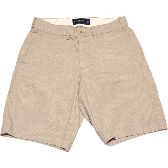 Abercrombie & Fitch Mens Shorts Size 29 Cotton Stretch Beige Geometric 8" Inseam - Picture 1 of 11